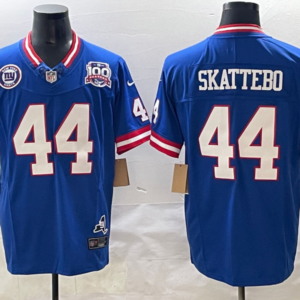 Nike Giants 44 Skattebo Blue Throwback F.U.S.E. Vapor Limited Men Jersey with 100th Patch