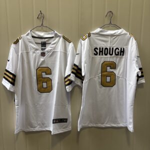 New Orleans Saints 6 Tyler Shough White Gold Vapor Limited Men Jersey