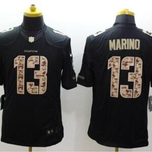 Dolphins 13 Dan Marino Black Men Stitched Limited Salute to Service Jersey