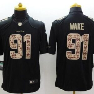 Dolphins 91 Cameron Wake Black Men Stitched Limited Salute to Service Jersey