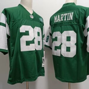 Jets 28 Curtis Martin Green Throwback Men Jersey