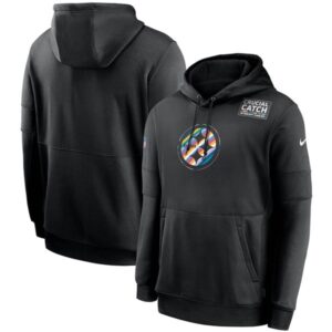 Pittsburgh Steelers 2020 Black Crucial Catch Sideline Performance Pullover  Hoodie