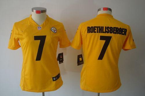 Steelers 7 Ben Roethlisberger Gold Women's Limited Jersey