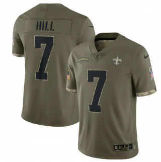Nike New Orleans Saints 7 Taysom Hill Olive 2022 Salute To Service Limited Men Jersey