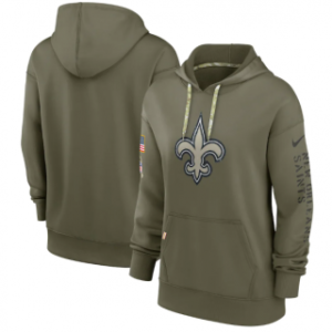 Saints 2022 Olive Salute to Service Therma Performance Pullover Women Hoodie(Run Small)