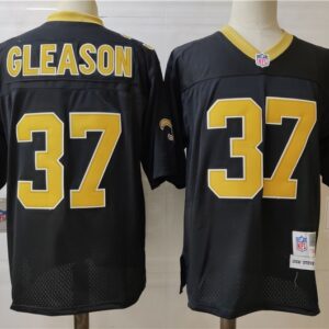 Saints 37 Cleason Black Throwback Men Jersey