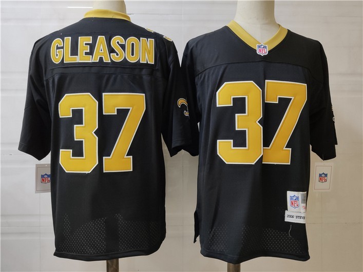Saints 37 Cleason Black Throwback Men Jersey