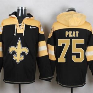 Saints 75 Andrus Peat Black Player Pullover Hoodie Sweatshirt