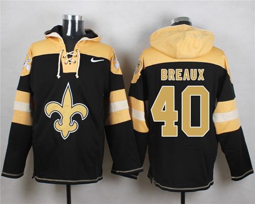 Saints 40 Delvin Breaux Black Player Pullover Hoodie Sweatshirt