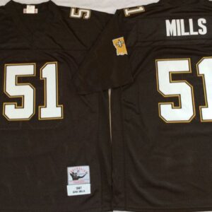 Mitchell and Ness New orleans saints #51 Mills Throwback Black Jersey