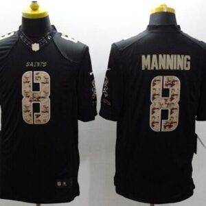 Saints 8 Archie Manning Black Men Stitched Limited Salute to Service Jersey