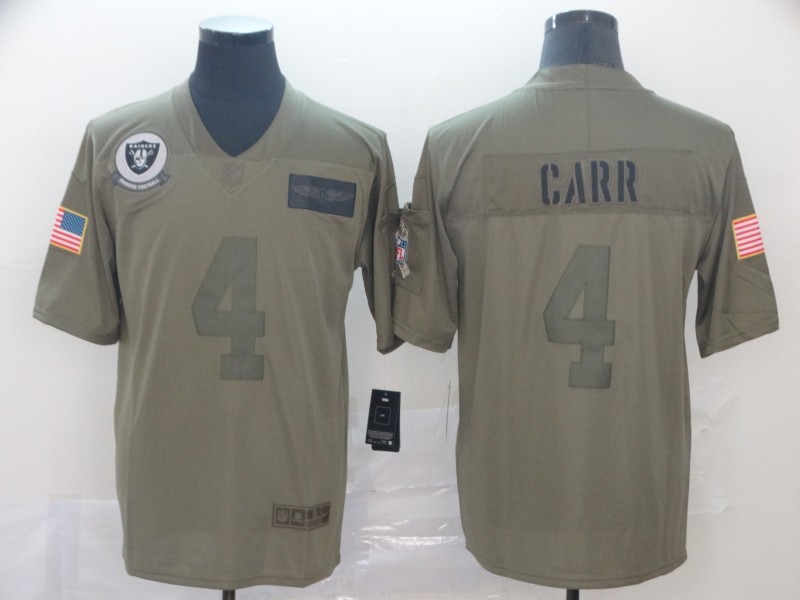 Nike Raiders 4 Derek Carr Olive 2019 Salute To Service Limited Men Jersey