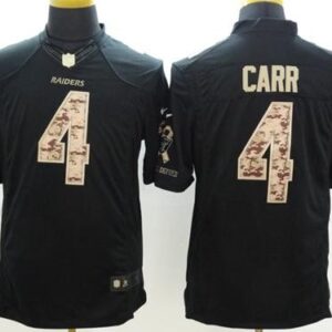 Raiders 4 Derek Carr Black Men Stitched Limited Salute to Service Jersey