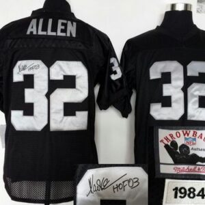 Mitchell And Ness Autographed Oakland Raiders No.32 Marcus Allen Black Embroidered Throwback Jersey