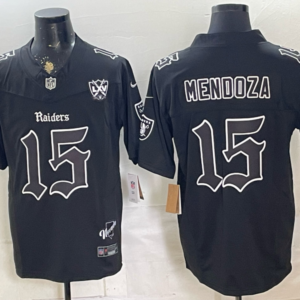 Las Vegas Raiders 15 Mendoza Black Out F.U.S.E. Vapor Limited Men Jersey with 65th Patch