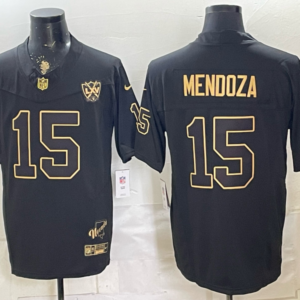 Las Vegas Raiders 15 Mendoza Black Gold F.U.S.E. Vapor Limited Men Jersey with 65th Patch