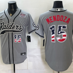 Las Vegas Raiders 15 Mendoza Grey USA 250 Fourth of July Men Jersey