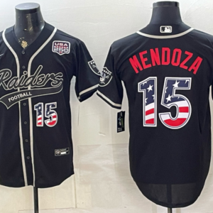 Las Vegas Raiders 15 Mendoza Black USA 250 Fourth of July Men Jersey