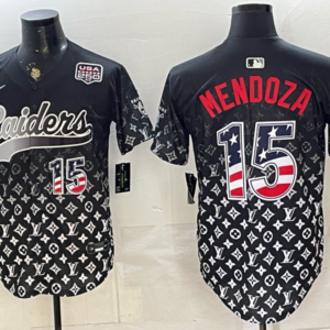 Las Vegas Raiders 15 Mendoza Black USA 250 Fourth of July Men Jersey (2)