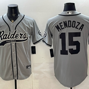 Las Vegas Raiders 15 Mendoza Grey Baseball Vapor Limited Men Jersey
