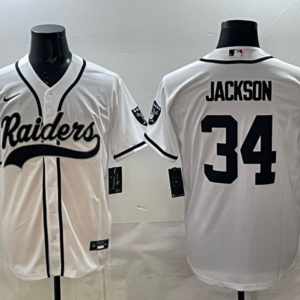 Nike Raiders 34 Jackson White Baseball Vapor Limited Men Jersey