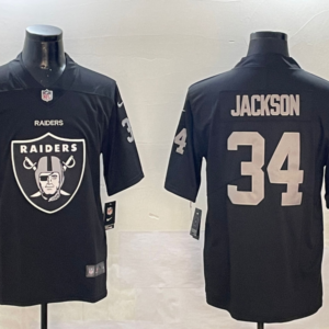 Nike Raiders 34 Jackson Black Team Logo Vapor Limited Men Jersey