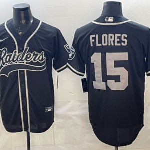 Las Vegas Raiders 15 Flores Black Baseball Vapor Limited Men Jersey