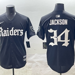 Nike Raiders 34 Jackson New Black Baseball Vapor Limited Men Jersey
