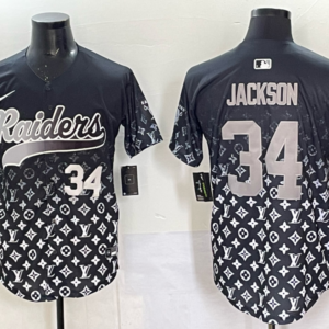 Nike Raiders 34 Jackson Black Fashion Baseball Vapor Limited Men Jersey