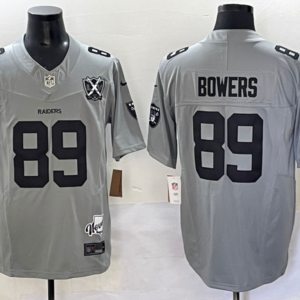 Nike Raiders 89 Brock Bowers Grey F.U.S.E. Vapor Limited Men Jersey