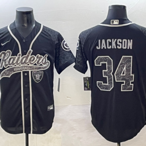 Nike Raiders 34 Bo Jackson Black Reflective Vapor Baseball Limited Men Jersey