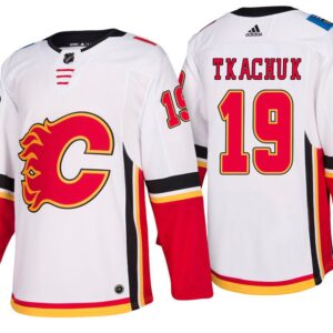 Flames 19 Matthew Tkachuk White Men Jersey