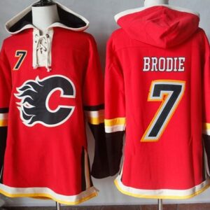Flames 7 TJ Brodie Red Men Sweatshirt
