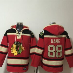 Chicago Blackhawks 88 Patrick Kane Red Lace-Up Pullover Hoodie