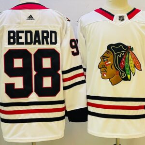 Blackhawks 98 Connor Bedard White Men Jersey