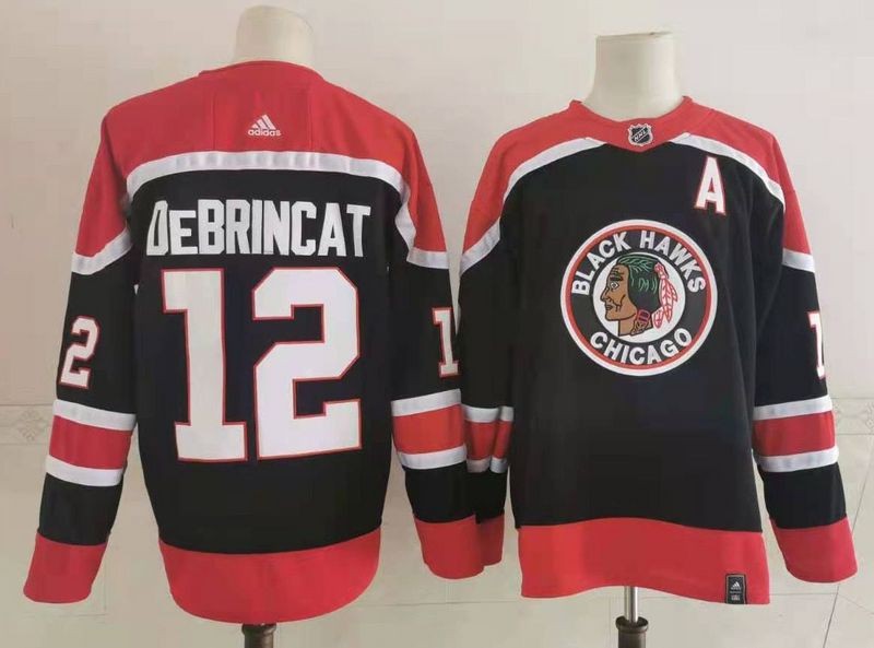Blackhawks 12 Alex DeBrincat Black Men Jersey
