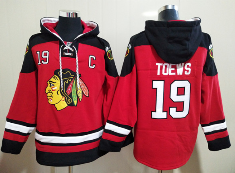 Blackhawks 19 Jonathan Toews Red Ageless Must-Have Lace-Up Pullover Hoodie Sweatshirt