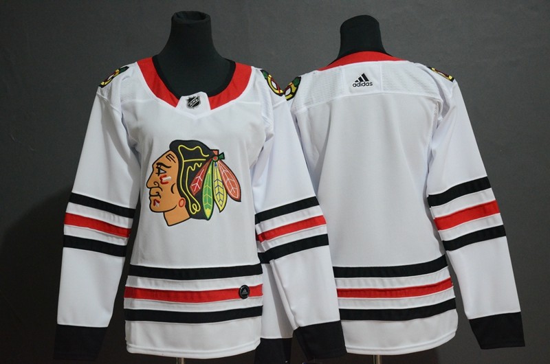 Blackhawks Blank White Women Jersey