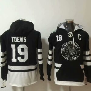 Blackhawks 19 Jonathan Toews Black All Hooded Men Sweatshirt