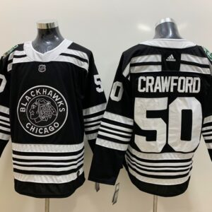Blackhawks 50 Corey Crawford Black 2019 Winter Classic Men Jersey