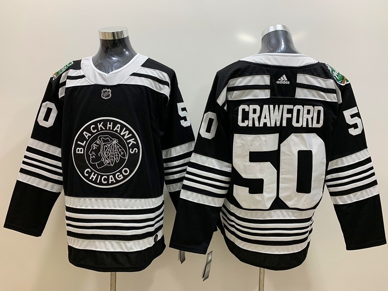 Blackhawks 50 Corey Crawford Black 2019 Winter Classic Men Jersey
