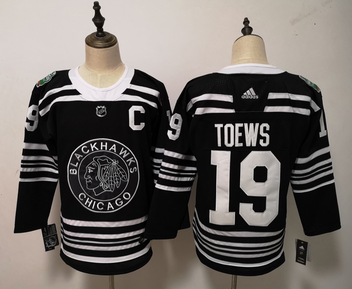 Blackhawks 19 Jonathan Toews Black 2019 Winter Classic Men Jersey