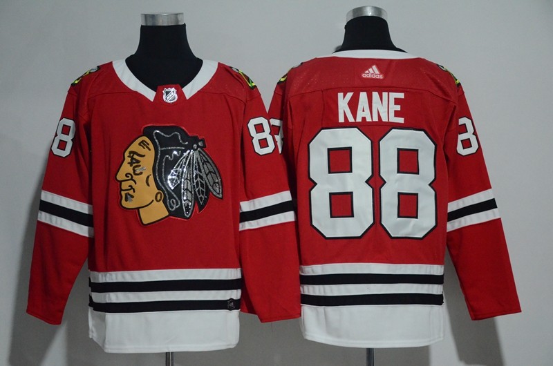 Blackhawks 88 Patrick Kane Red Glittery Edition Men Jersey