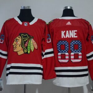 Blackhawks 88 Patrick Kane Red USA Flag Men Jersey