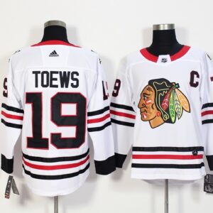 Blackhawks 19 Jonathan Toews White Men Jersey