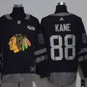 Blackhawks 88 Patrick Kane 100th Anniversary Black Men Jersey