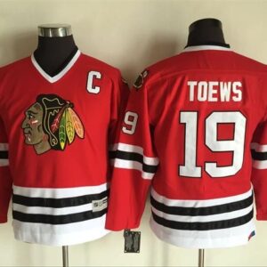 Blackhawks 19 Jonathan Toews C Patch Red CCM Throwback Youth Jersey