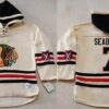 Blackhawks 7 Brent Seabrook Cream Heavyweight Pullover Hoodie Men Jersey