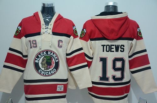 Blackhawks 19 Jonathan Toews Cream Men Sweatshirt