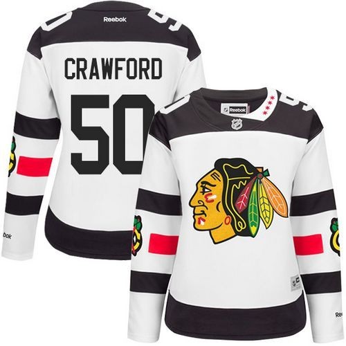 Blackhawks 50 Corey Crawford White 2016 Stadium Series Women Jersey